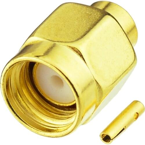 Superbat RP-SMA Plug(female pin) Solder for Semi-rigid Cable.141" Cable RG402 Straight RF Connector