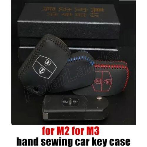 Only Red sale car key cover case 100% genuine leather sewing by hand autoparts wholesale fit for MAZDA M2/M3/M5/M6/M8