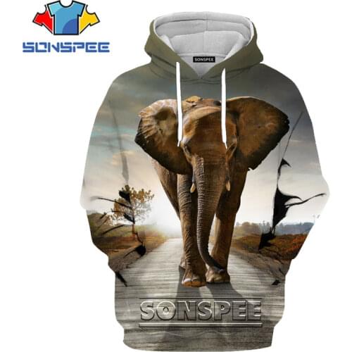 SONSPEE 3D Animal Elephant Hoodies Print Mens Sweatshirt Women Hoodie Harajuku Funny Face Pullover Sweatshirts Long Sleeve