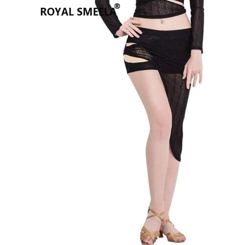 Soft belly dance skirt women hollow sexy dancing skirt practice clothes jacquard stretch mesh performance belly dance costume