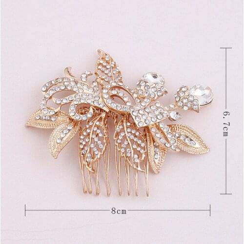 Gold Exquisite Wedding Hair Comb Rhinestone Bridal Hair Jewelry Accessories Crystal Women Combs