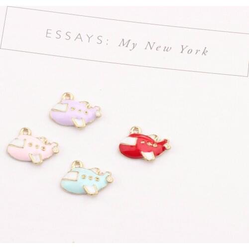 10PCS Enamel Color Airplane Charm Alloy DIY Jewelry Accessories Charms Pendant for Necklace Phone Chain Keyring Bracelet Making