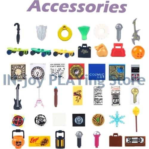 10 Pcs/lot Accessories For Building Blocks Anime Figures Scooter Bass Radio Pumpkin Lantern MOC Educational Toy For Children DIY