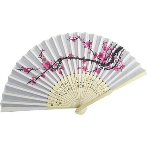 2021 Fashion Craft Fans Folding Hand Held Flower Fan Pattern Folding Dance Wedding Party Lace Silk Home Practical Gift Drop