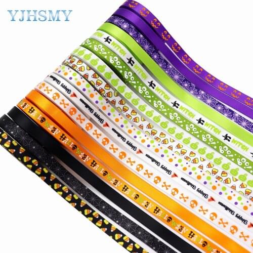 3/8" (10mm) 5yards Halloween Pumpkin Spiders Web Grosgrain Ribbon 21520-3DIY Craft Accessory Party Gift Wrap Handmade