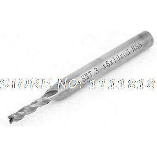 3mm 15/64" Shank 6mm 3/25" Dia High Speed Steel 3 Flute Milling Tool End Mill 3x6x19x63mm