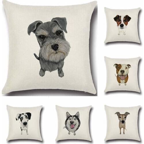 45*45cm Dog Pattern Cotton Linen Pillow Case Cushion Cover for Home Sofa Pillowcases Soft Room Decor