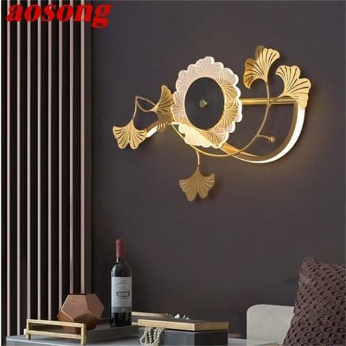 AOSONG Nordic Creative Wall Sconces Lamps Brass Contemporary Luxury LED Crystal Light For Home Decoration
