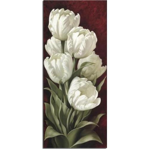 White tulips 28x65cm Diamond Embroidery Painting Home Decoration Diamond Mosaic Pattern Full Square Diamond Painting zx