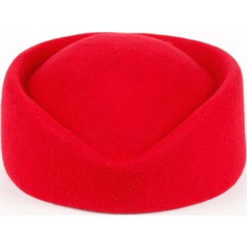 Solid Color Red Rose flight attendant Hat High Quality Wool 100% Women Beret Cap Hats New Style Top selling berets Caps