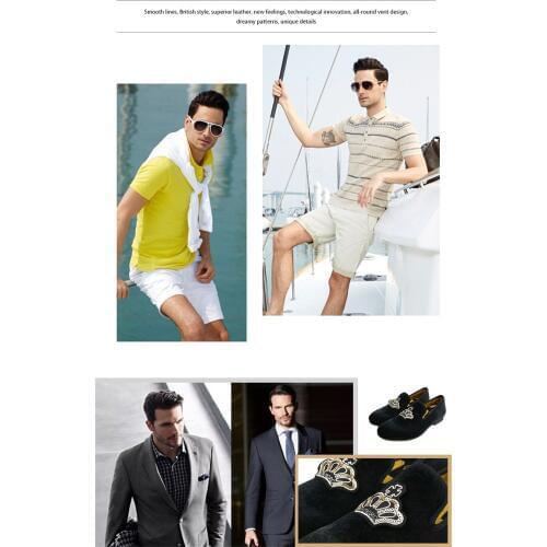 XQWFH Brand Men Velvet Loafers Men Embroidery Crown Party Dress Stage Shoes Smoking Slipper Fashion Mens Classic Casual Shoes