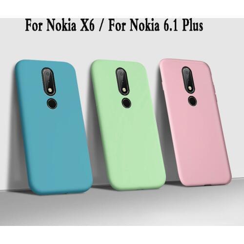 Fundas Case For nokia x6 Matte Liquid soft Silicone Phone Case for Nokia X6 / for Nokia 6.1 Plus back Cover armor Coque fashion