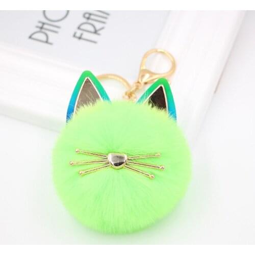 Colored Ears Cute Cat Kitten Fur Ball Keychain Hot Sale Girls Cat Star Hand Bag Car Diy Keychain Accessories Llaveros Para Mujer