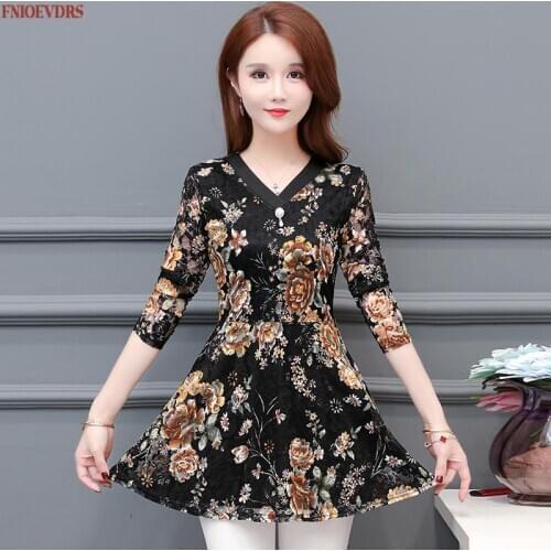 Basic Shirts Blusas Hot Sales Women Fashion Long Sleeve Elegant Lady Temperament Floral Printed Vintage Lace Tunic Blouse