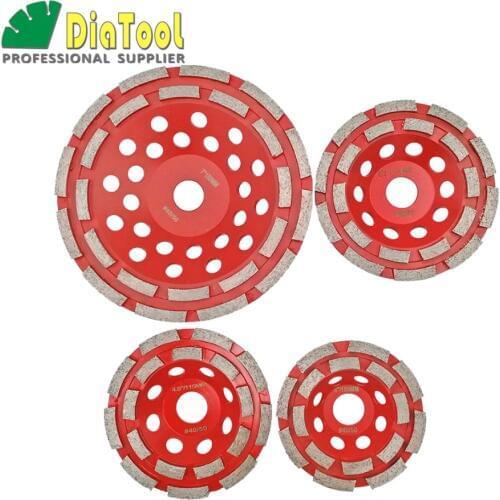 SHDIATOOL 1pc Dia 4/4.5/5/7inch Diamond Double Row Grinding Wheel For Concrete Grinding Disc For Stone