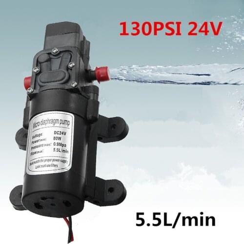 DC 24V 130PSI 80W Electric Water Pump Micro High Pressure Diaphragm Water Pump Sprayer Car Wash