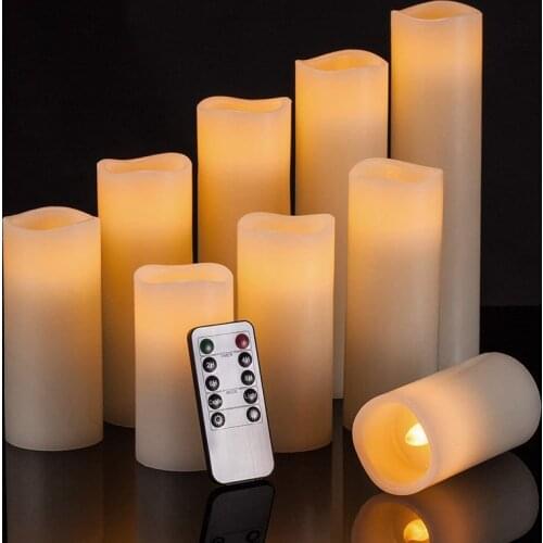 9Pcs Flameless Electronic Candle Soft Flashing LED Candle with 10 Key Remote Control