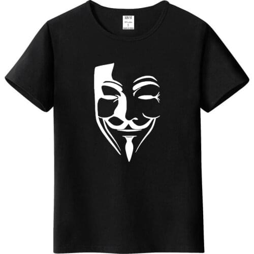 100% cotton T-shirt V word vendetta printing mens T-shirt casual mens T-shirt tops streetwear funny T-shirt hip hop shirt
