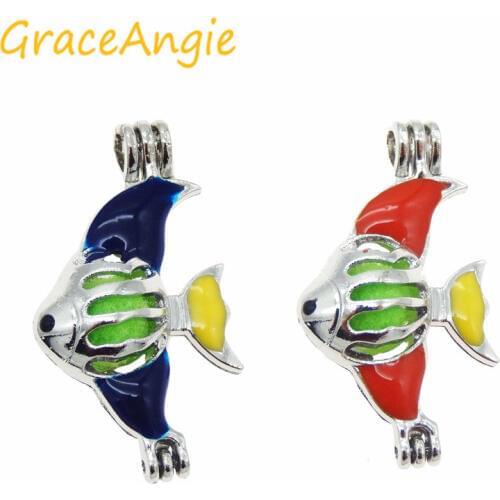 GraceAngie 3pcs/pack Aquatic Goldfish Tropical Fish Model Phase Box Aromatherapy Essential Oil Diffuser Locket Beads Cage Craft