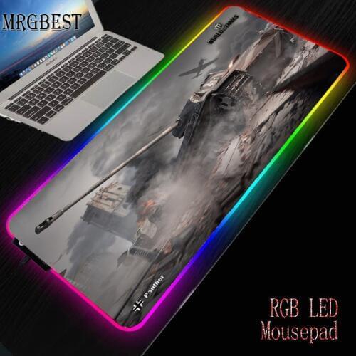 MRGBEST Tank World Gaming Computer Mouse Pad with RGB Backlight Mause Large Lockedge Mousepad for Desktop Keyboard Computer Pad