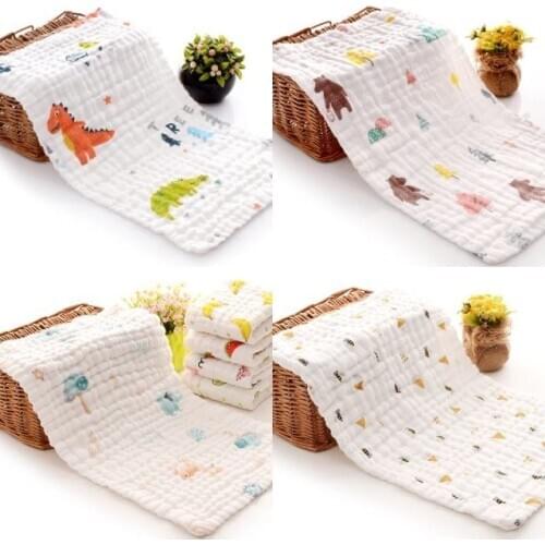 Muslin Cotton Baby 6 Layer Towel Handkerchief Colorful Kid Wipe Cloth Newborn Baby Face Towel Bibs Feeding Bath Towelf for Kids