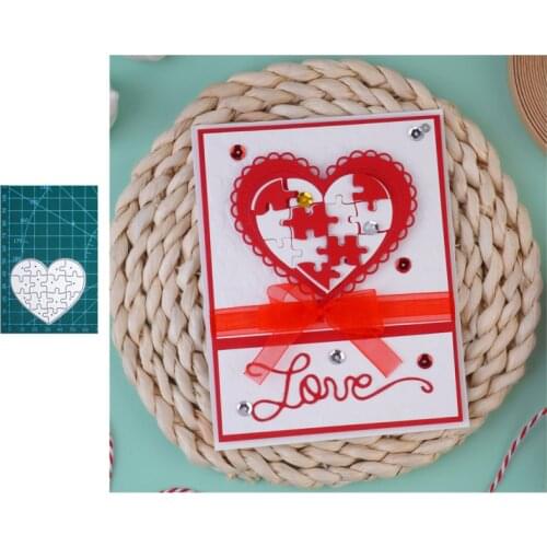 Valentines Day Heart Love Puzzle Metal Cutting Dies Stencil DIY Scrapbooking Album Stamp Paper Card Embossing Craft Decor