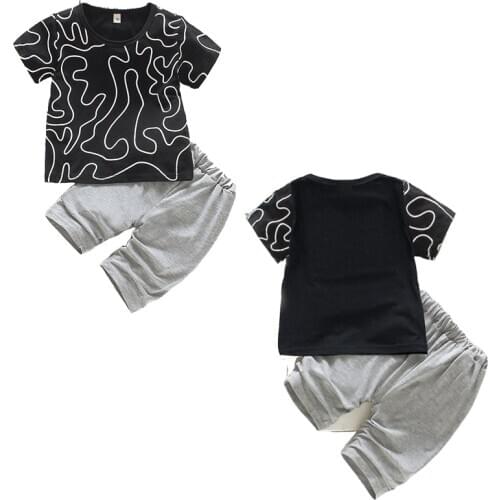 Boys Casual Clothing Sets 2021 New Summer Fashion Kids Boy Top and Shorts Outfit 2Pcs Children Cool Clothes for 2-6 Years