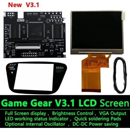 V3.1 LCD Screen Kits For SEGA Game Gear Full Screen V3.1 Display LCD High light Brightness Backlight Screen for SEGA Games