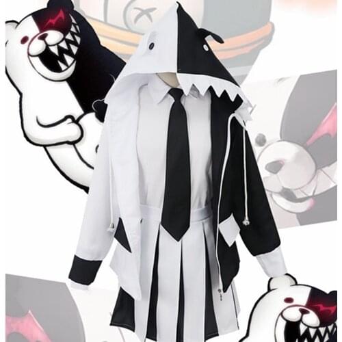 Anime Danganronpa Monokuma Cosplay Costume Dangan Ronpa Black White Bear Uniform Clothes Halloween Outfit Suit For Men Women