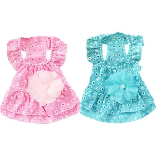 Dog Lace Princess Dress Pet Clothes Spring Small Dog Skirt Summer Thin Section Romantic Wave Point Gauze Skirt