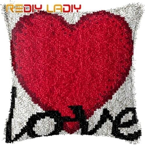 Latch Hook Kits Sun Love Cushion Cover Pre-Printed Color Canvas Crocheting Arts & Crafts Pillow Case Sofa Pillows Home Decor