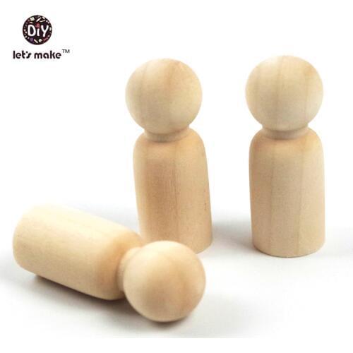 Lets make 100PCS/lot 1.7"(43mm) peg dolls Natural Unfinished wood beads Turnings-Ready for Paint- People Wooden Gentleman