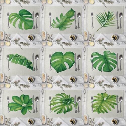 Fashion Print Rectangle Cotton Linen Western Style Table Pad Cut Mats Placemat for Dinner Kitchen Table 40x30cm