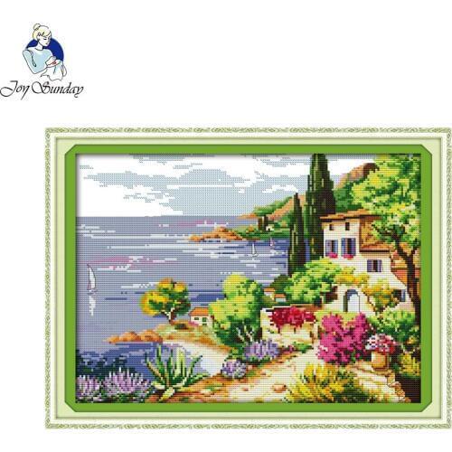 Joy Sunday Seaside landscapes Needlework Cross stitch Sets For Embroidery kits Precise Printed Patterns Counted Cross-Stitching