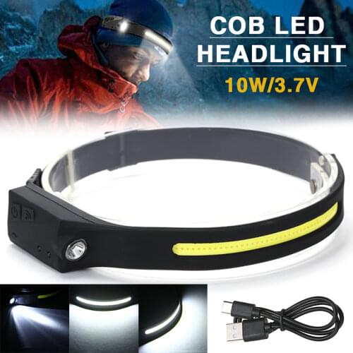 COB LED Motion Sensor Headlight Head Lamp USB Rechargeable Outdoor Waterproof Headlamp Camping Hiking Torch Fishinglight