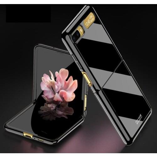 2021 New Luxury Plating Full Cover Hard Phone Case for Samsung Galaxy Z Flip Folding UV Grilled Porcelain Protective Case