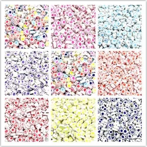 New 30pcs 10mm Mix-colour Footprints Pattern Polymer Clay Spacer Loose Beads for Jewelry Making DIY Bracelet Accessories