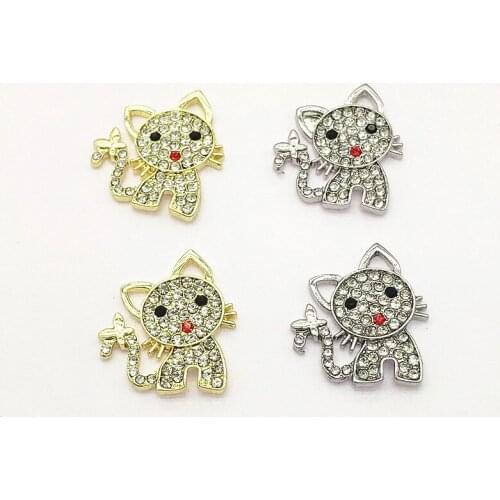 New arrival! 24x21mm 50pcs Rhinestone Cat Charm for Handmade Necklace Earring Making DIY Parts,Jewelry Findings & Components
