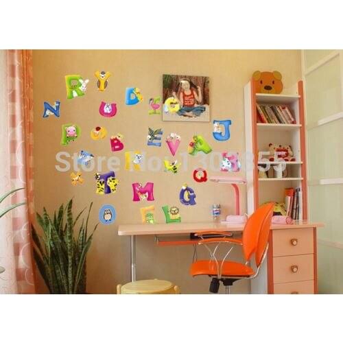 New arrival A-Z Alphabet Animals Wall Sticker Decor Kids Nursery Removable PVC Stickers