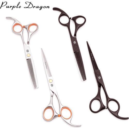 Barber Scissors 5.5" Purple Dragon Black Color Stainless 1008# Hair Cutting Scissors Thinning Shears Professional Hair Scissors