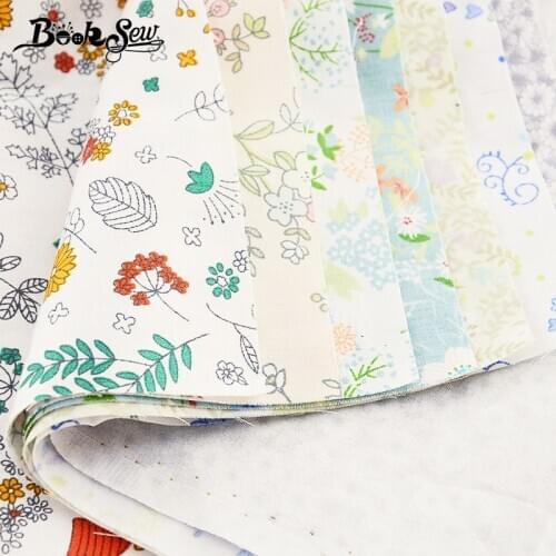 Booskew Home Telas 100% Cotton Fabric 40cmx50cm 7 PCS Printed Flowers Fat Quarters DIY Handmade Pillow Sewing Patchwork Doll Bed