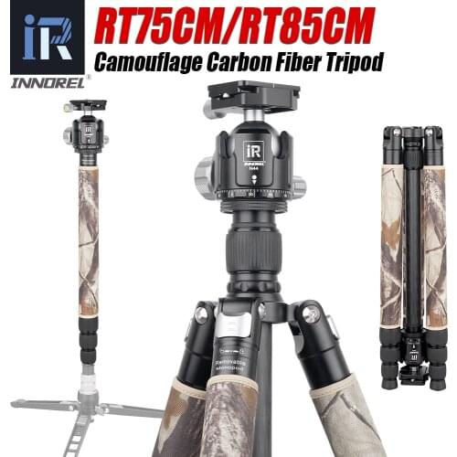 RT75/85CM Professional Carbon Fiber Tripod Monopod for DSLR Camera Heavy Duty Stand Panoramic Low Gravity Ball Head 25kg load