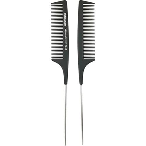 Rat Tail Combs Carbon Stainless Steel Anti-Static Detangling Comb High Temperature Resistant Stylist Hair Comb Hair Styling Tool
