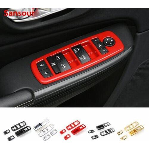 Sansour ABS Car Interior Window Switch Button Decoration Cover Stickers for Jeep Cherokee for Grand Cherokee for Dodge Durango