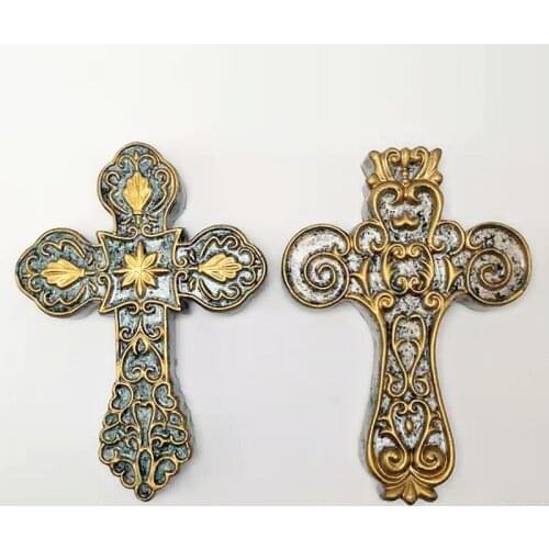 Silicone mold 2 pieces of exquisite pattern cross diy production resin plaster crafts mold kitchen cake decoration tool