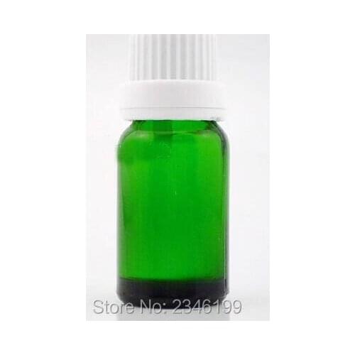 10ML Glass Oil Bottle, Green Color With White Color Plastic Screw Cap With Plastic Inner Plug, Glass Oil Bottle, 40pcs/lot