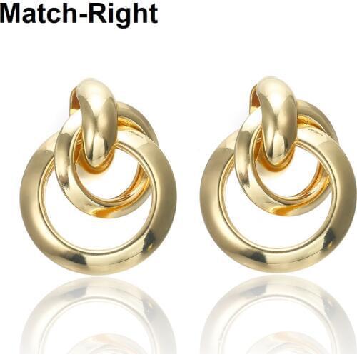 Match-Right Gold/Silver/Color Trendy Earrings for Women Statement/Round/Circle/Korean/Stud Earring oorbellen brincos SP576