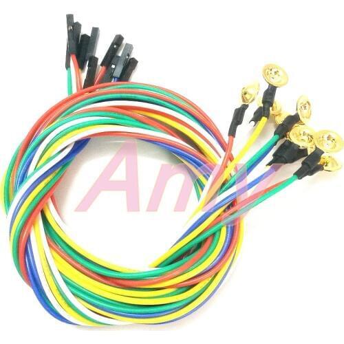 Gold-plated disc-shaped advanced EEG brain electrode line for EEG modules such as OpenBCI/ThinkGear