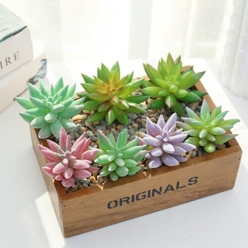 1PC High Simulation Succulents Plant Potted Mini Home Room Table Garden Desktop Window Decorative DIY Fake Flower Fleshy Bonsai