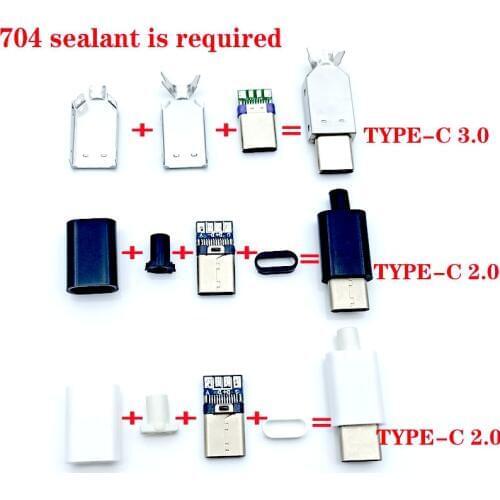 2pcs 5pcs TYPE-C USB 2.0 USB3.0 Plug Male connector With PCB 17pin welding Data OTG line interface DIY data cable accessories